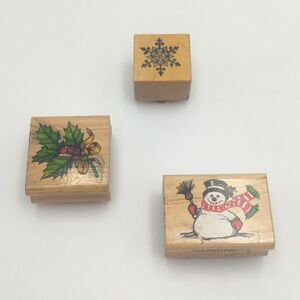 Vintage Holiday Seasonal  Christmas Rubber Stamps ( 3 pieces )